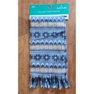 Juncture Kid's Blue & Gray Fleece Scarf 59" Tassels NEW Snowflakes
